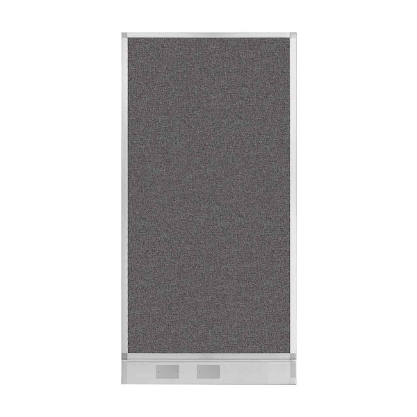 Hush Panel Configurable Cubicle Partition 3' x 6' Charcoal Gray Fabric w/ Cable Channel